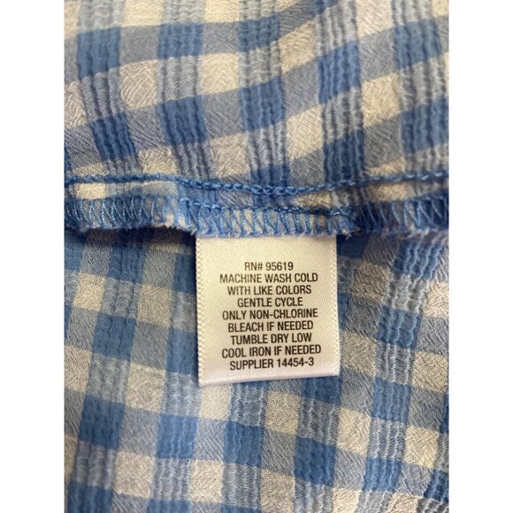 Liz Claiborne Womens Blouse XXL Blue White Gingham  Ruffle Sleeves Cottagecore - Picture 4 of 6